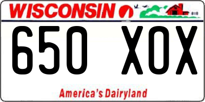 WI license plate 650XOX