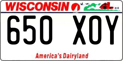 WI license plate 650XOY