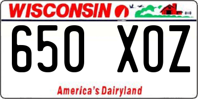 WI license plate 650XOZ
