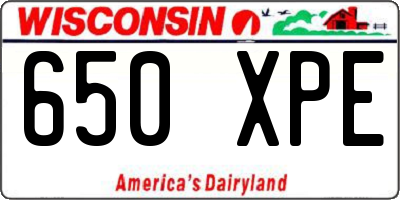 WI license plate 650XPE