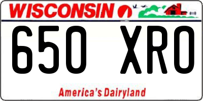 WI license plate 650XRO