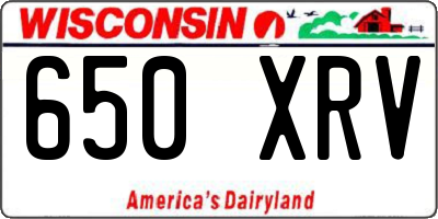 WI license plate 650XRV