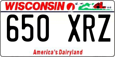 WI license plate 650XRZ