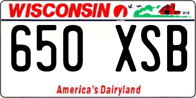 WI license plate 650XSB