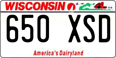 WI license plate 650XSD