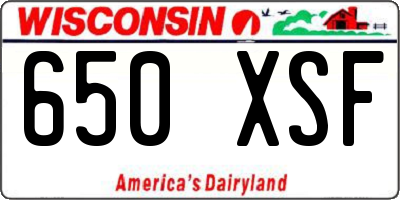 WI license plate 650XSF