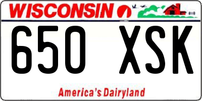 WI license plate 650XSK