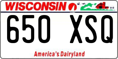 WI license plate 650XSQ