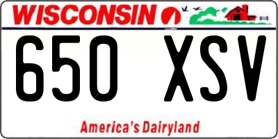 WI license plate 650XSV