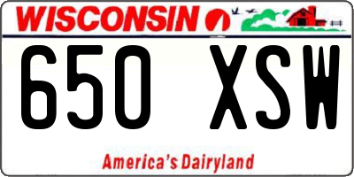WI license plate 650XSW
