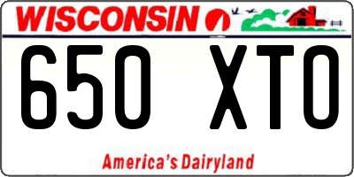 WI license plate 650XTO