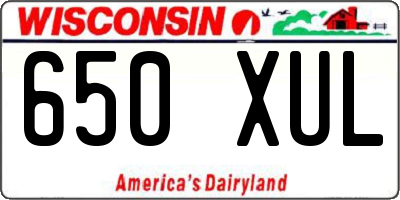 WI license plate 650XUL