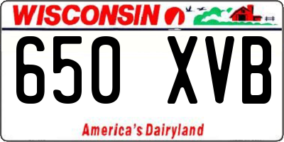 WI license plate 650XVB