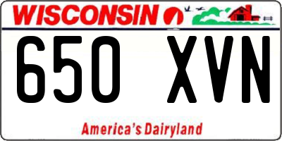 WI license plate 650XVN