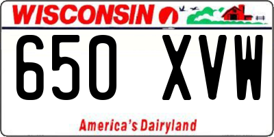 WI license plate 650XVW
