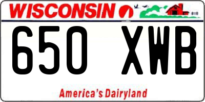 WI license plate 650XWB
