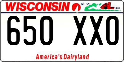 WI license plate 650XXO