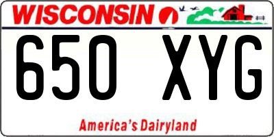 WI license plate 650XYG