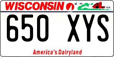WI license plate 650XYS