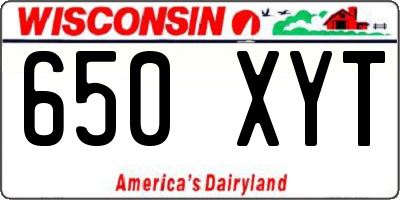 WI license plate 650XYT