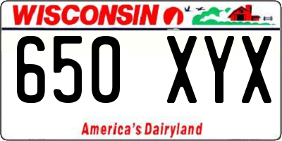 WI license plate 650XYX