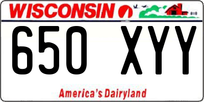 WI license plate 650XYY