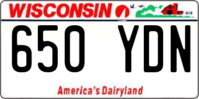 WI license plate 650YDN