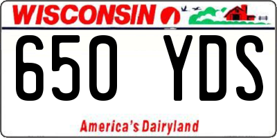 WI license plate 650YDS