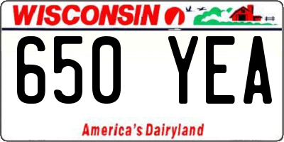 WI license plate 650YEA