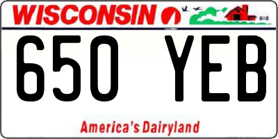 WI license plate 650YEB
