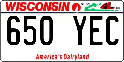 WI license plate 650YEC