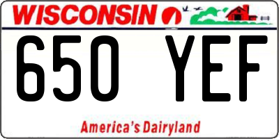 WI license plate 650YEF