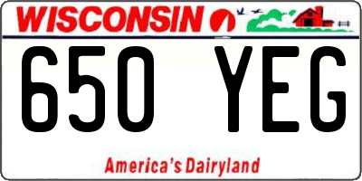 WI license plate 650YEG