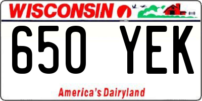 WI license plate 650YEK