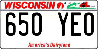 WI license plate 650YEO