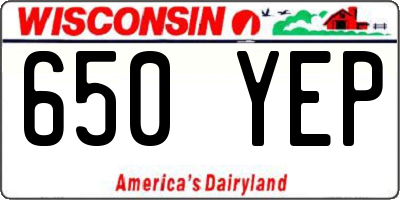 WI license plate 650YEP