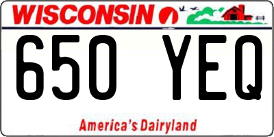 WI license plate 650YEQ