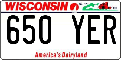 WI license plate 650YER