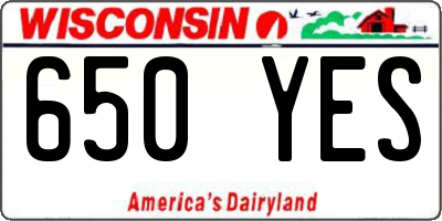 WI license plate 650YES