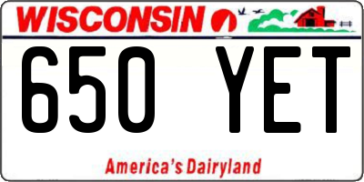 WI license plate 650YET