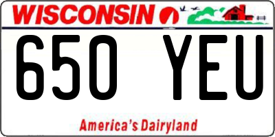 WI license plate 650YEU
