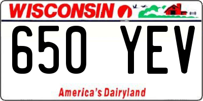 WI license plate 650YEV