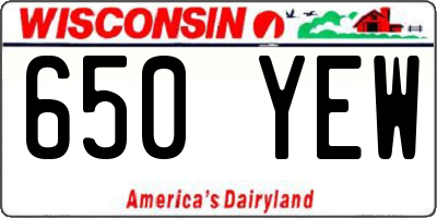 WI license plate 650YEW