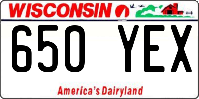 WI license plate 650YEX