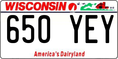 WI license plate 650YEY
