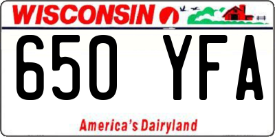 WI license plate 650YFA