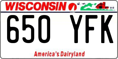 WI license plate 650YFK