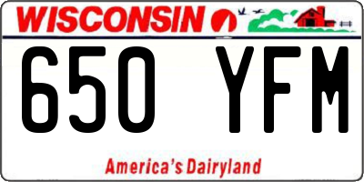 WI license plate 650YFM