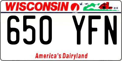 WI license plate 650YFN