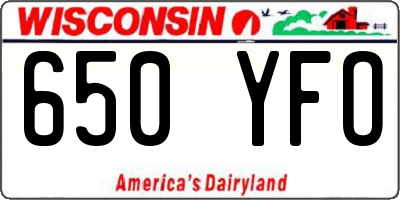 WI license plate 650YFO